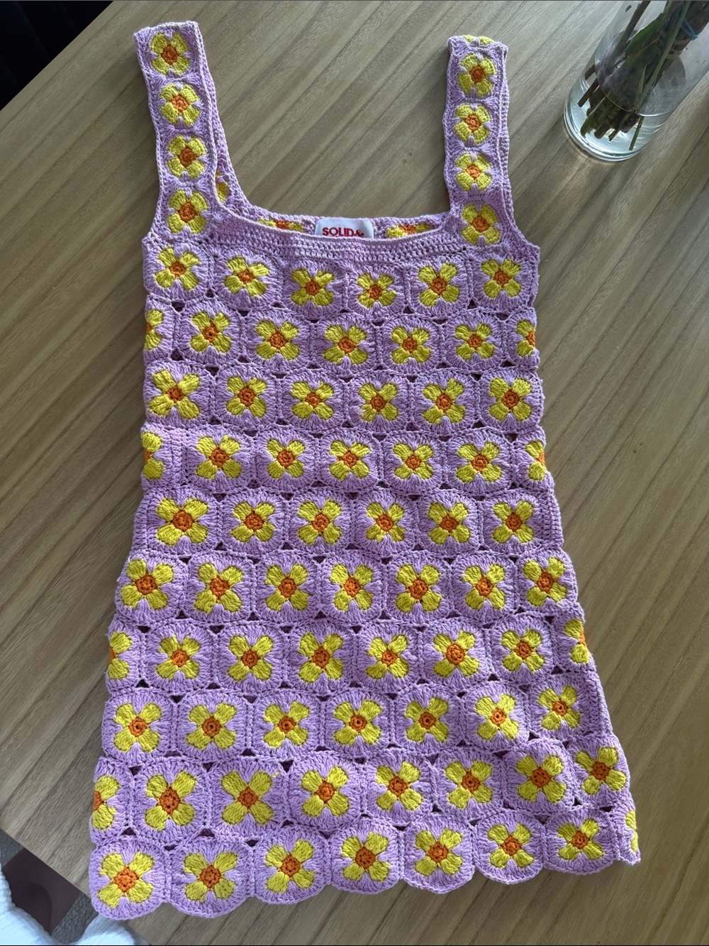 SOLID & STRIPED Pink and Yellow Crochet Kids Dress